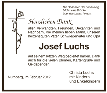 Traueranzeige von Josef Luchs von Pegnitz-Zeitung